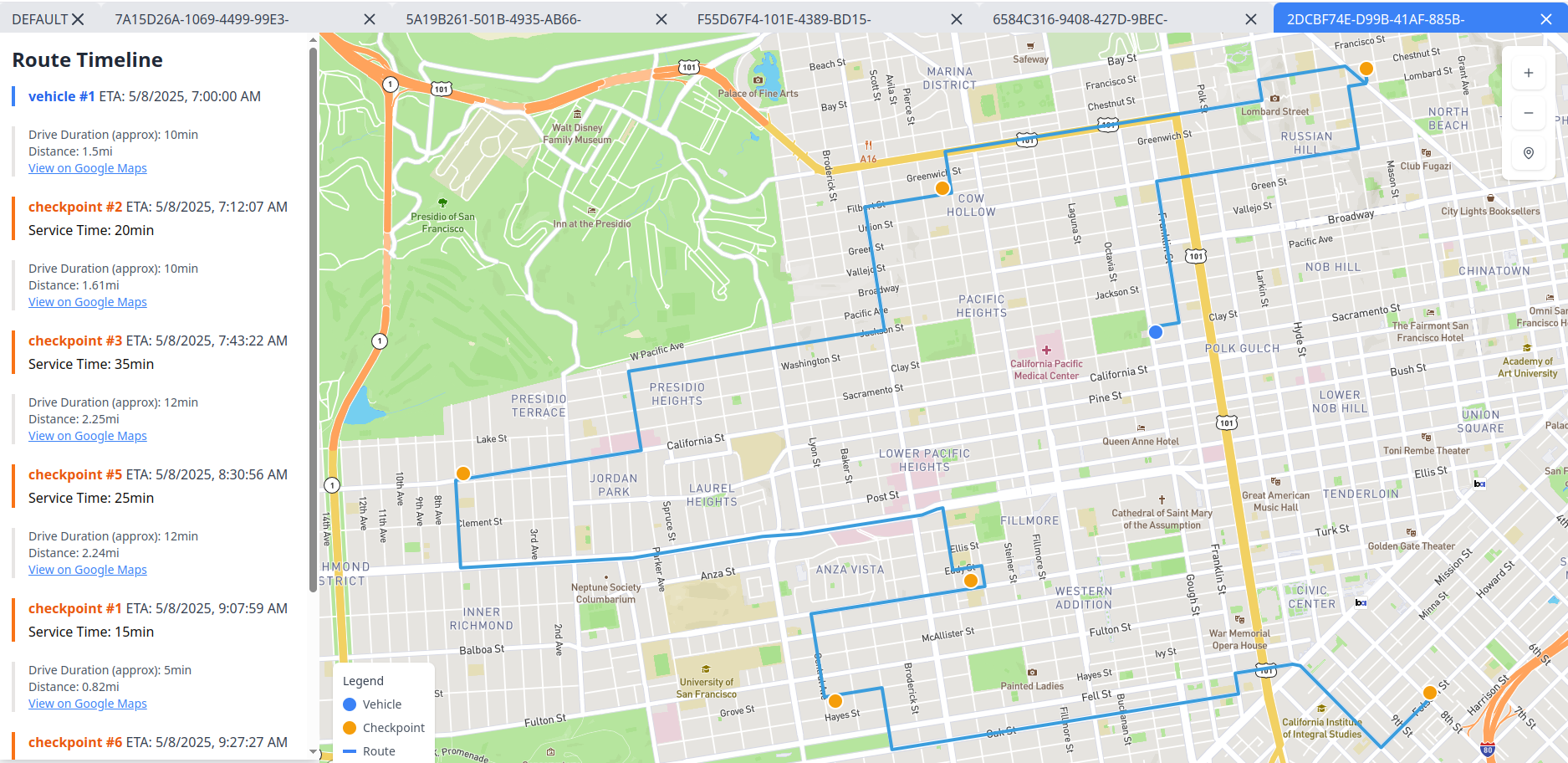 Routorious Route Planning Dashboard